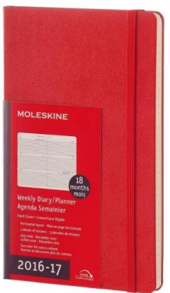 Moleskine 18 mes - Agenda giornaliera rossa orizzontale – Large Copertina rigida 2016-2017