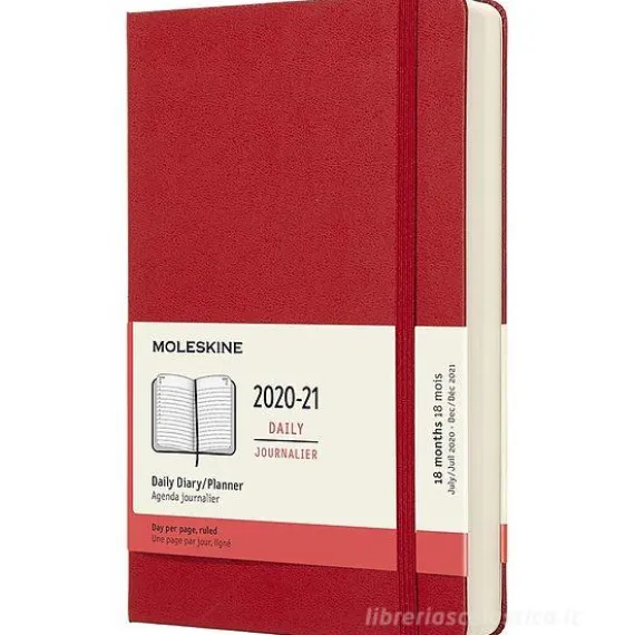 Moleskine 18 mesi - Agenda giornaliera rosso scarlatto - Large copertina rigida 2020-2021