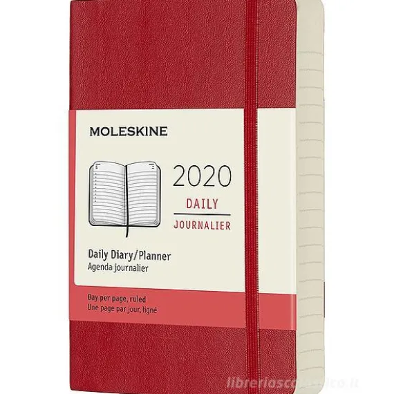 Moleskine 12 mesi - Agenda giornaliera rosso - Pocket copertina morbida 2020