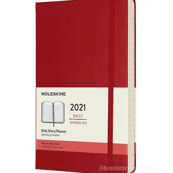 Moleskine 12 mesi - Agenda giornaliera rosso scarlatto - Large copertina rigida 2021