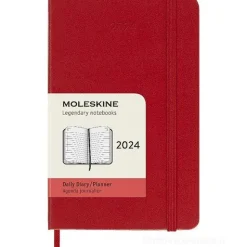 Moleskine 12 mesi - Agenda giornaliera rosso scarlatto - Pocket copertina rigida 2024