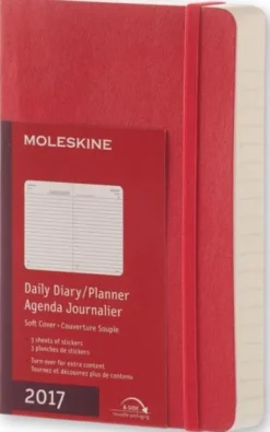Moleskine 2017 12 mesi - Agenda giornaliera rossa - Pocket Copertina morbida