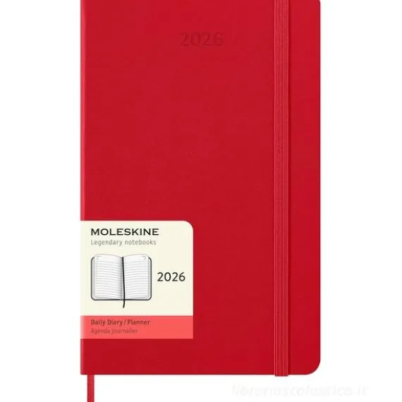 Moleskine 12 mesi - Agenda giornaliera rosso scarlatto - Large copertina rigida 2026