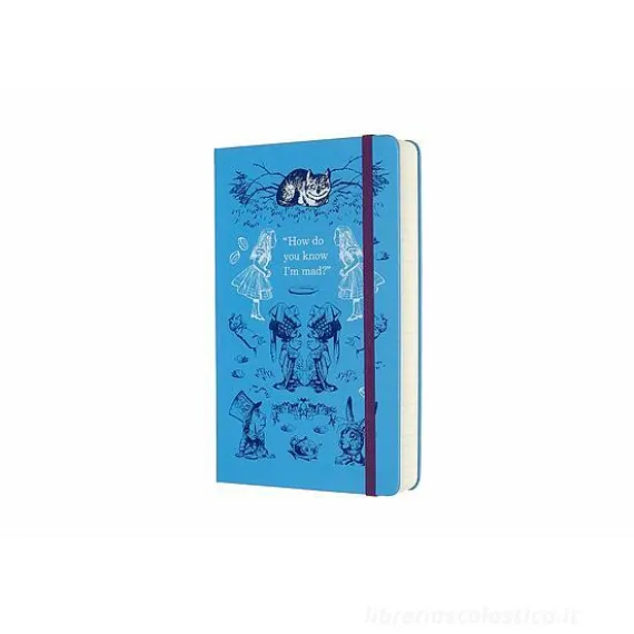 Moleskine 18 mesi - Agenda giornaliera Limited Edition Alice in Wonderland blu - Large copertina rigida 2019-2020