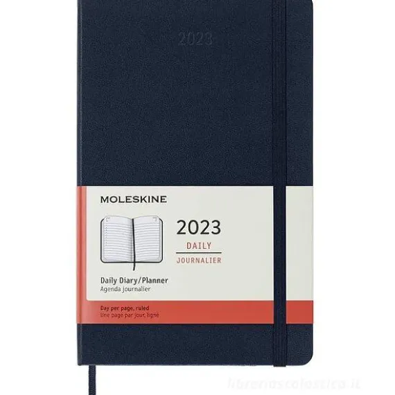 Moleskine 12 mesi - Agenda giornaliera blu zaffiro - Large copertina rigida 2023