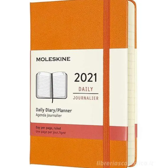 Moleskine 12 mesi - Agenda giornaliera arancio cadmio - Pocket copertina rigida 2021
