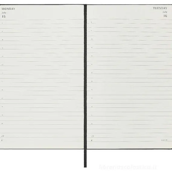 Moleskine 12 mesi - Agenda giornaliera nero - Large copertina rigida 2024