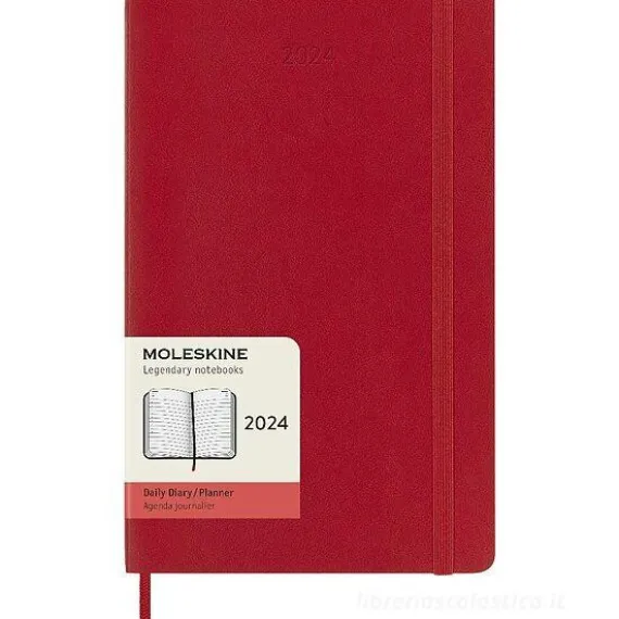 Moleskine 12 mesi - Agenda giornaliera rosso scarlatto - Large copertina morbida 2024