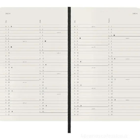 Moleskine 12 mesi - Agenda mensile nero - Pocket copertina morbida 2024