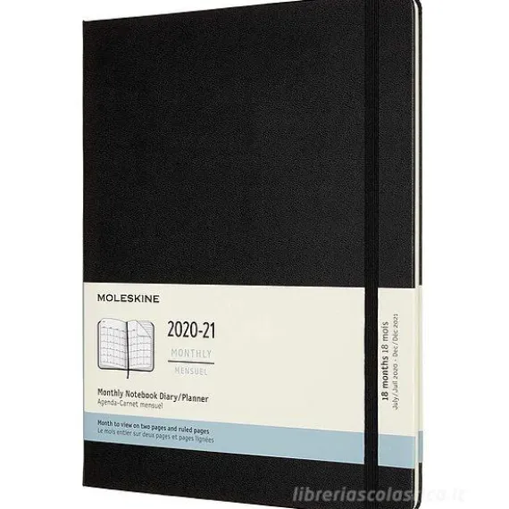 Moleskine 18 mesi - Agenda mensile nera - X-Large copertina rigida 2020-2021