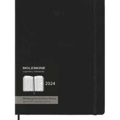 Moleskine 12 mesi - Agenda Pro settimanale verticale nero - Extra Large copertina rigida 2024