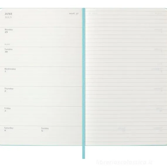 Moleskine 12 mesi - Agenda settimanale acquamarina - Large copertina rigida 2026