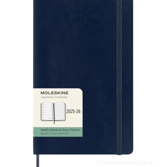 Moleskine 18 mesi - Agenda settimanale blu zaffiro - Large copertina morbida 2025-2026