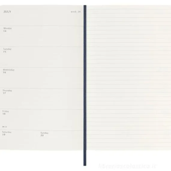 Moleskine 18 mesi - Agenda settimanale blu zaffiro - Large copertina morbida 2025-2026