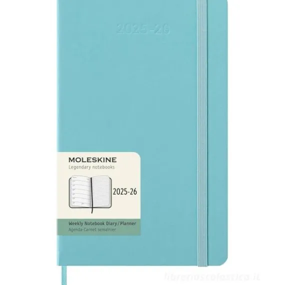 Moleskine 18 mesi - Agenda settimanale acquamarina - Large copertina rigida 2025-2026