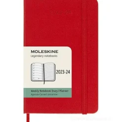 Moleskine 18 mesi - Agenda settimanale rosso scarlatto - Pocket copertina rigida 2023-2024
