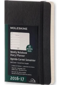 Moleskine 18 mesi - Agenda settimanale nera - Pocket Copertina morbida 2016-2017