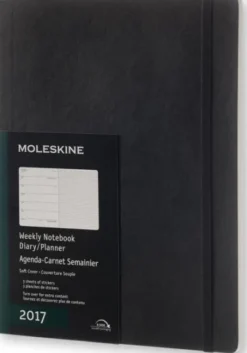 Moleskine 2017 12 mesi - Agenda settimanale nera - Extra Large Copertina morbida