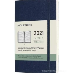 Moleskine 12 mesi - Agenda settimanale orizzontale blu zaffiro - Pocket copertina morbida 2021