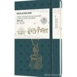 Moleskine 18 mesi - Agenda settimanale Limited Edition Harry Potter verde marea - Pocket copertina rigida 2021-2022