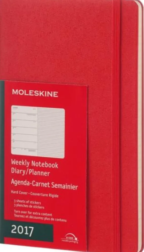 Moleskine 2017 12 mesi - Agenda settimanale rossa - Large Copertina rigida