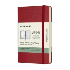 Moleskine 18 mesi - Agenda settimanale rossa - Pocket copertina rigida 2018-2019