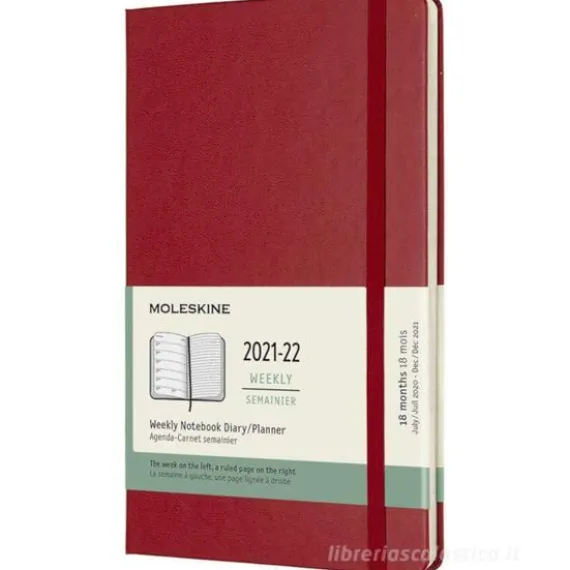 Moleskine 18 mesi - Agenda settimanale rosso scarlatto - Large copertina rigida 2021-2022