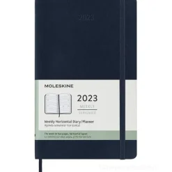 Moleskine 12 mesi - Agenda settimanale orizzontale blu zaffiro - Large copertina morbida 2023