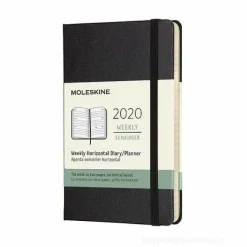 Moleskine 12 mesi - Agenda settimanale orizzontale nero - Pocket copertina rigida 2020