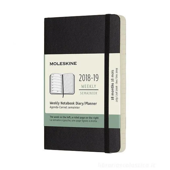 Moleskine 18 mesi - Agenda settimanale nera - Pocket copertina morbida 2018-2019