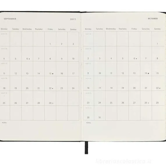 Moleskine 12 mesi - Agenda settimanale orizzontale nero - Pocket copertina rigida 2023