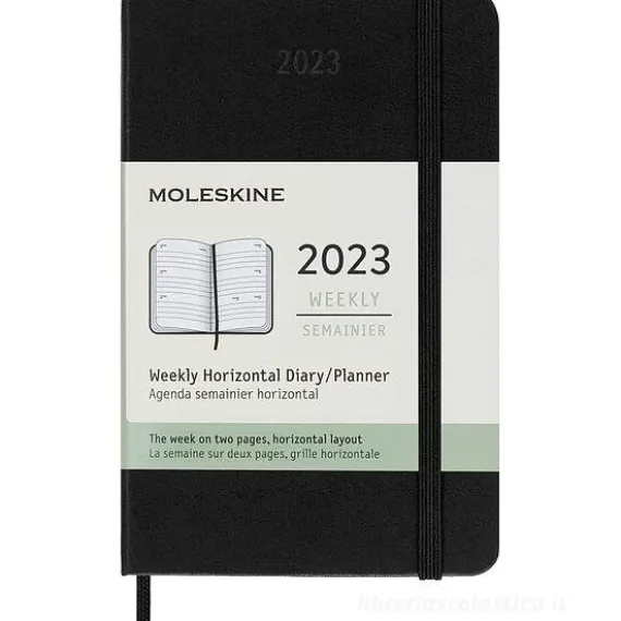 Moleskine 12 mesi - Agenda settimanale orizzontale nero - Pocket copertina rigida 2023
