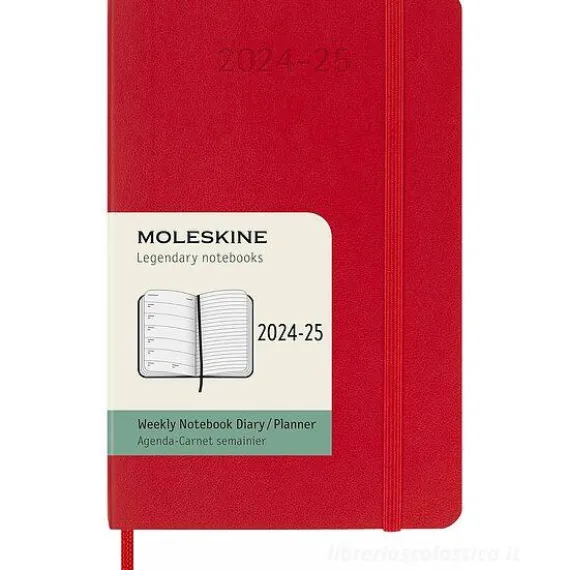 Moleskine 18 mesi - Agenda settimanale rosso scarlatto - Pocket copertina morbida 2024-2025