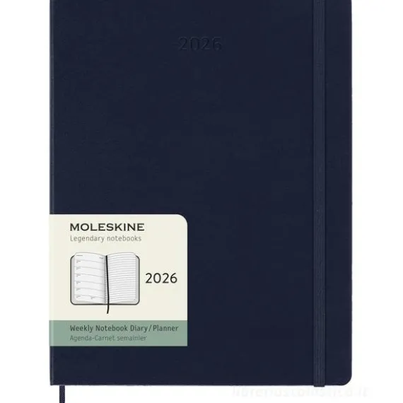 Moleskine 12 mesi - Agenda settimanale blu zaffiro - Extra Large copertina rigida 2026