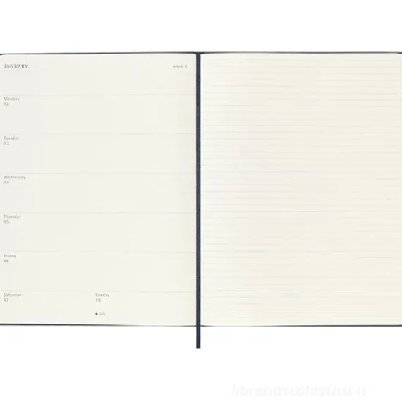 Moleskine 12 mesi - Agenda settimanale blu zaffiro - Extra Large copertina rigida 2026