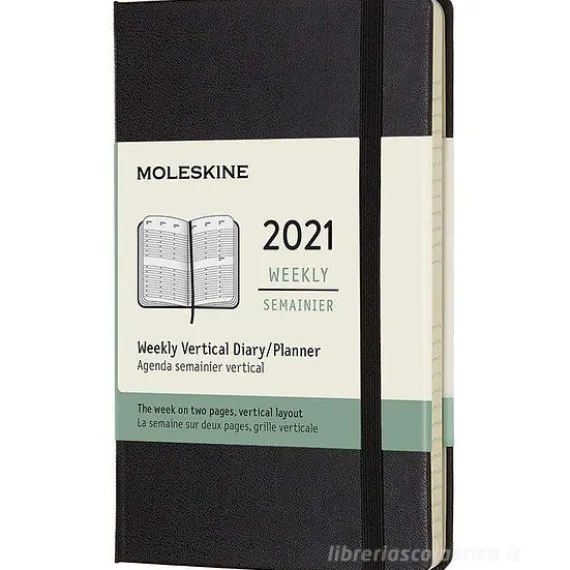 Moleskine 12 mesi - Agenda settimanale verticale nero - Pocket copertina rigida 2021