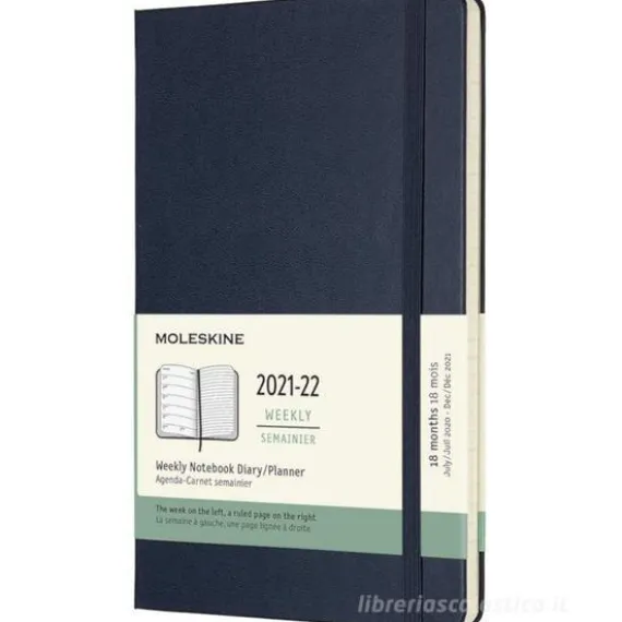 Moleskine 18 mesi - Agenda settimanale blu zaffiro - Large copertina rigida 2021-2022