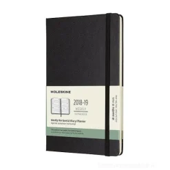 Moleskine 18 mesi - Agenda settimanale orizzontale nera - Large copertina rigida 2018-2019
