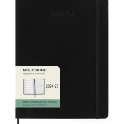 Moleskine 18 mesi - Agenda settimanale nera - Extra Large copertina morbida 2024-2025