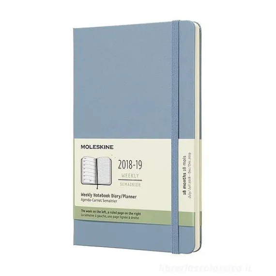 Moleskine 18 mesi - Agenda settimanale azzurra - Large copertina rigida 2018-2019