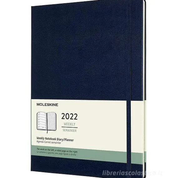 Moleskine 12 mesi - Agenda settimanale blu zaffiro - Extra Large copertina rigida 2022