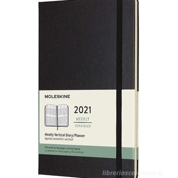 Moleskine 12 mesi - Agenda settimanale verticale nero - Large copertina rigida 2021