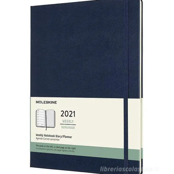 Moleskine 12 mesi - Agenda settimanale blu zaffiro - Extra Large copertina rigida 2021