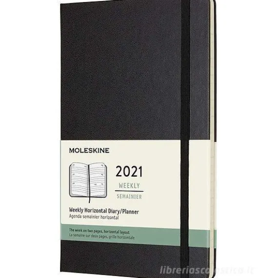 Moleskine 12 mesi - Agenda settimanale orizzontale nero - Large copertina rigida 2021