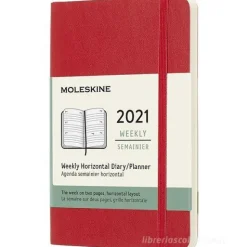 Moleskine 12 mesi - Agenda settimanale orizzontale rosso scarlatto - Pocket copertina morbida 2021