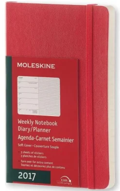 Moleskine 2017 12 mesi - Agenda settimanale rossa - Pocket Copertina morbida