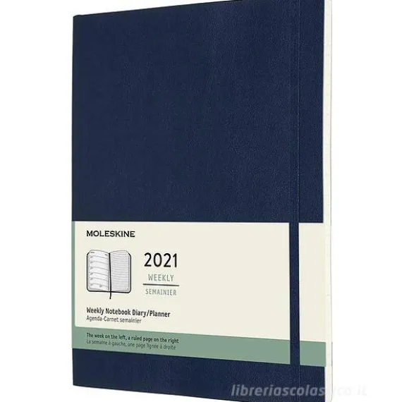 Moleskine 12 mesi - Agenda settimanale blu zaffiro - Extra Large copertina morbida 2021