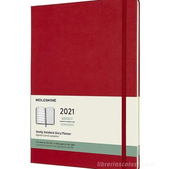 Moleskine 12 mesi - Agenda settimanale rosso scarlatto - Extra Large copertina rigida 2021