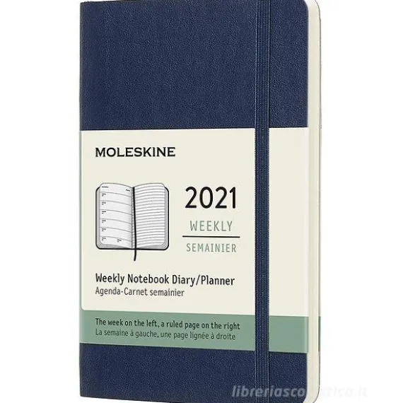 Moleskine 12 mesi - Agenda settimanale blu zaffiro - Pocket copertina morbida 2021
