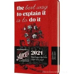 Moleskine 12 mesi - Agenda settimanale Limited Edition Alice in Wonderland rosso - Pocket copertina rigida 2021